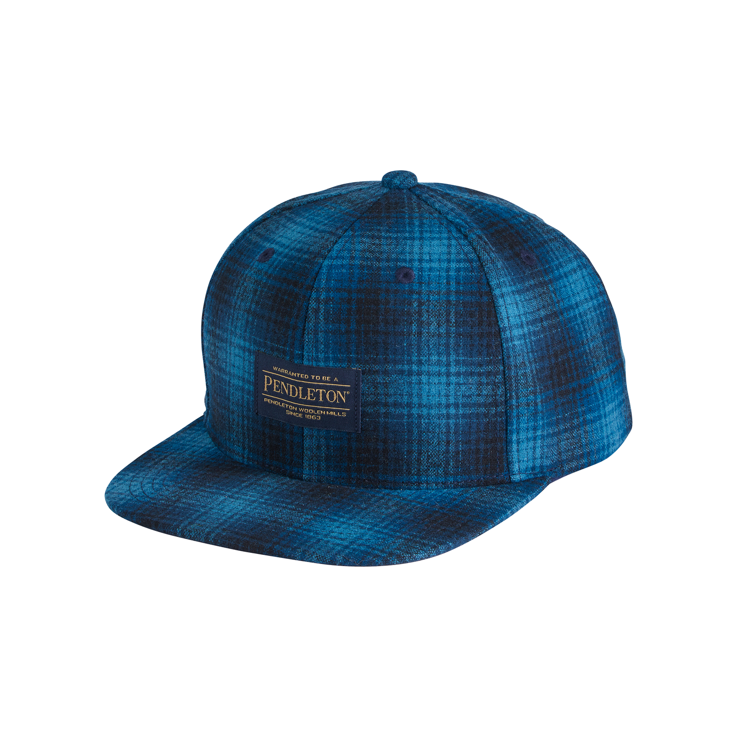 Pendleton Plaid Flat Brim Hat - Blue Ombre