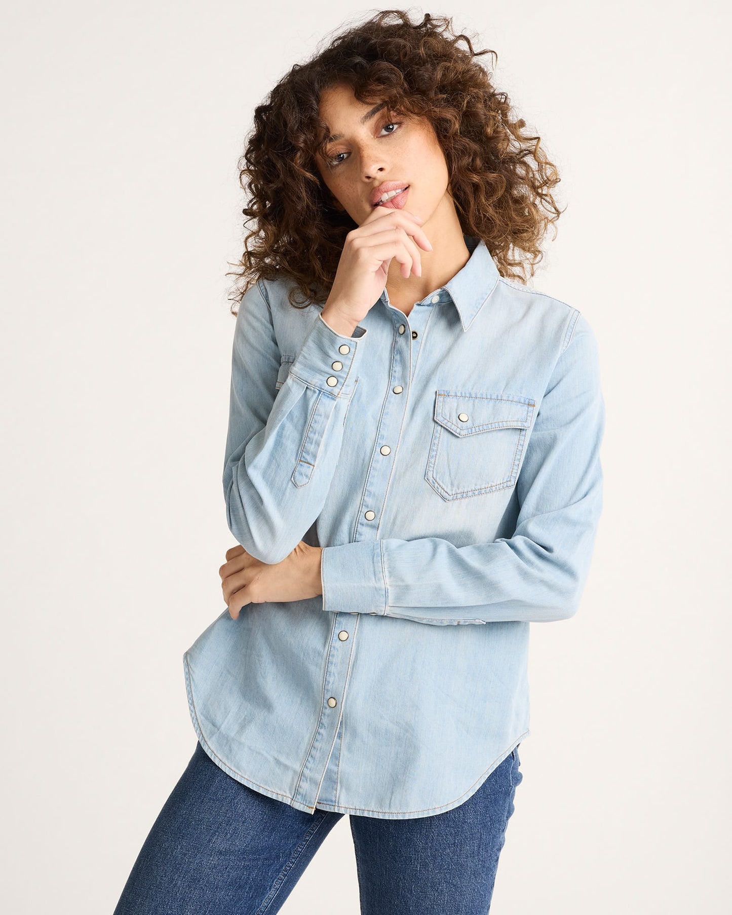 Pendleton Women's Chambray Gambler Shirt - Light Blue