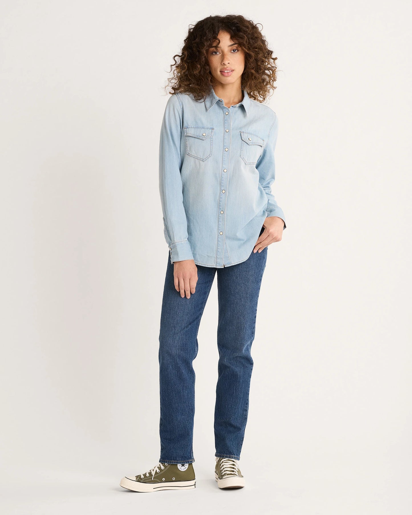 Pendleton Women's Chambray Gambler Shirt - Light Blue