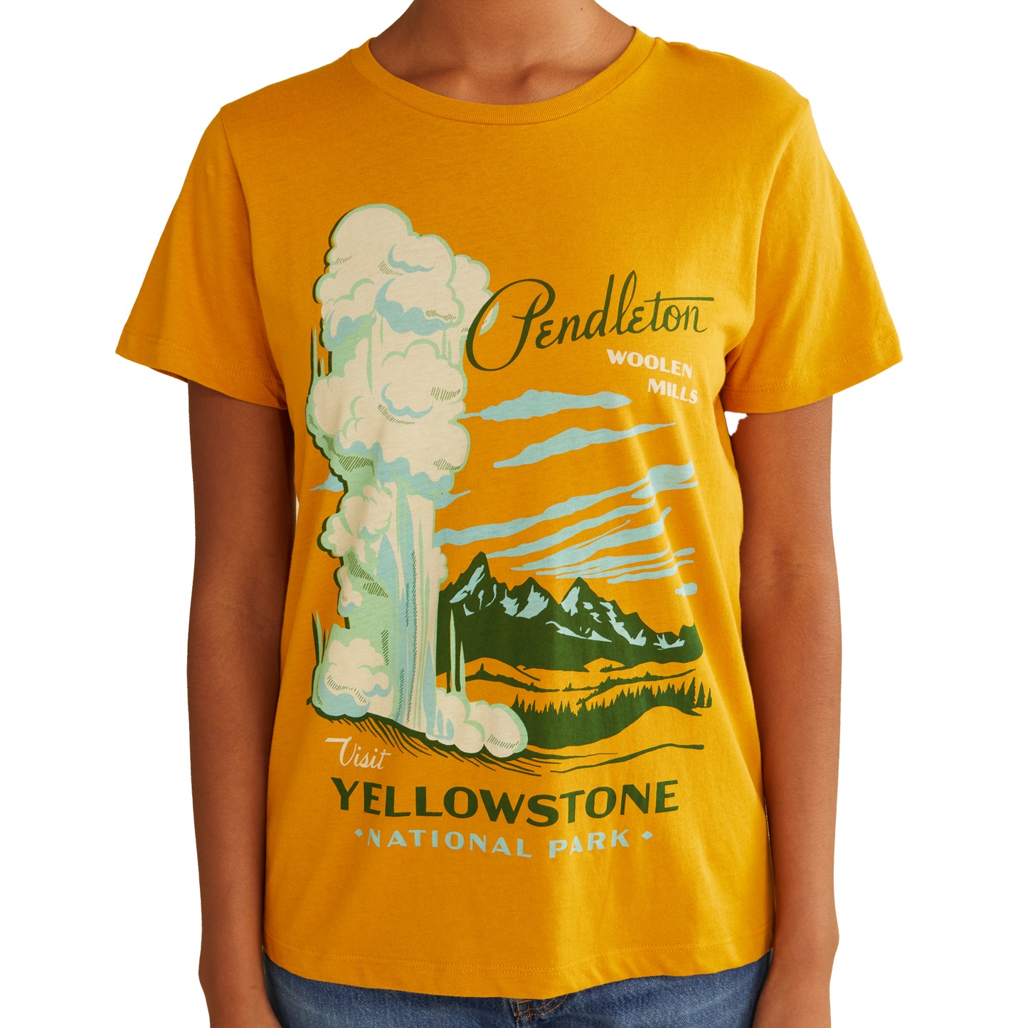 Pendleton Women's Heritage Yellowstone Park Tee - Gold/Green