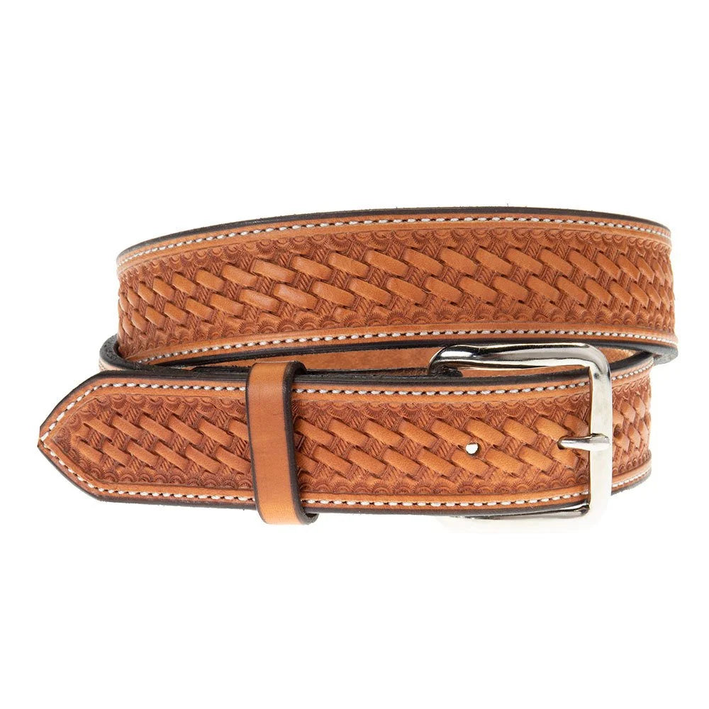 Texas Saddlery Basket Stamped Leather Belt