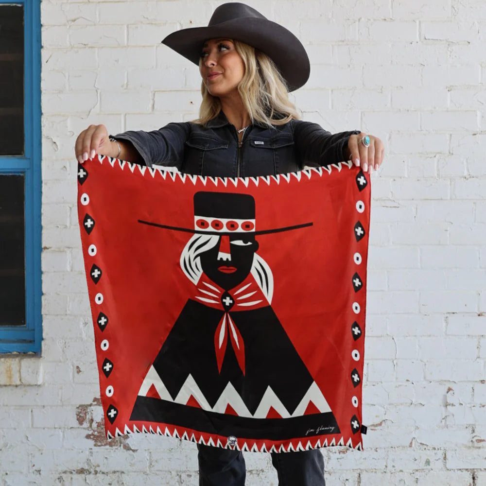 Fringe "Girl With the Wide Brimmed Hat" by Jon Flaming Silk Wild Rag