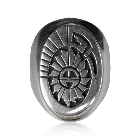 Sacred Wings Sterling Silver Signet Ring by Calvin Peterson