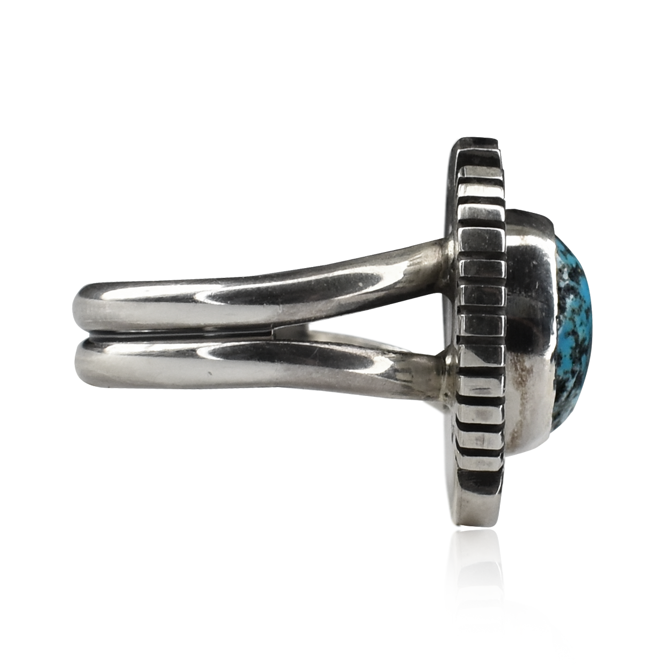 Kingston Turquoise Ring with Hand-Sawed Edges by Glenn & Irene Sandoval