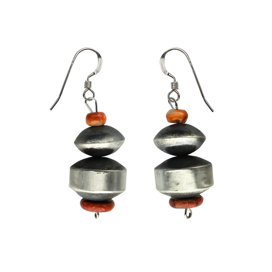 Spiny Oyster & Pillow Bead Earrings by Sophia Becenti - Orange