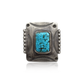 Birdseye Kingman Turquoise Square Stamped Ring by Ruth Ann Begay