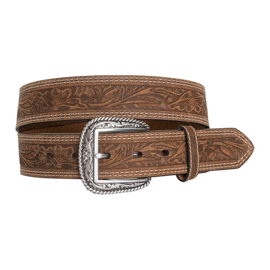 Ariat Men's Brown Tooled Double Stitched Belt