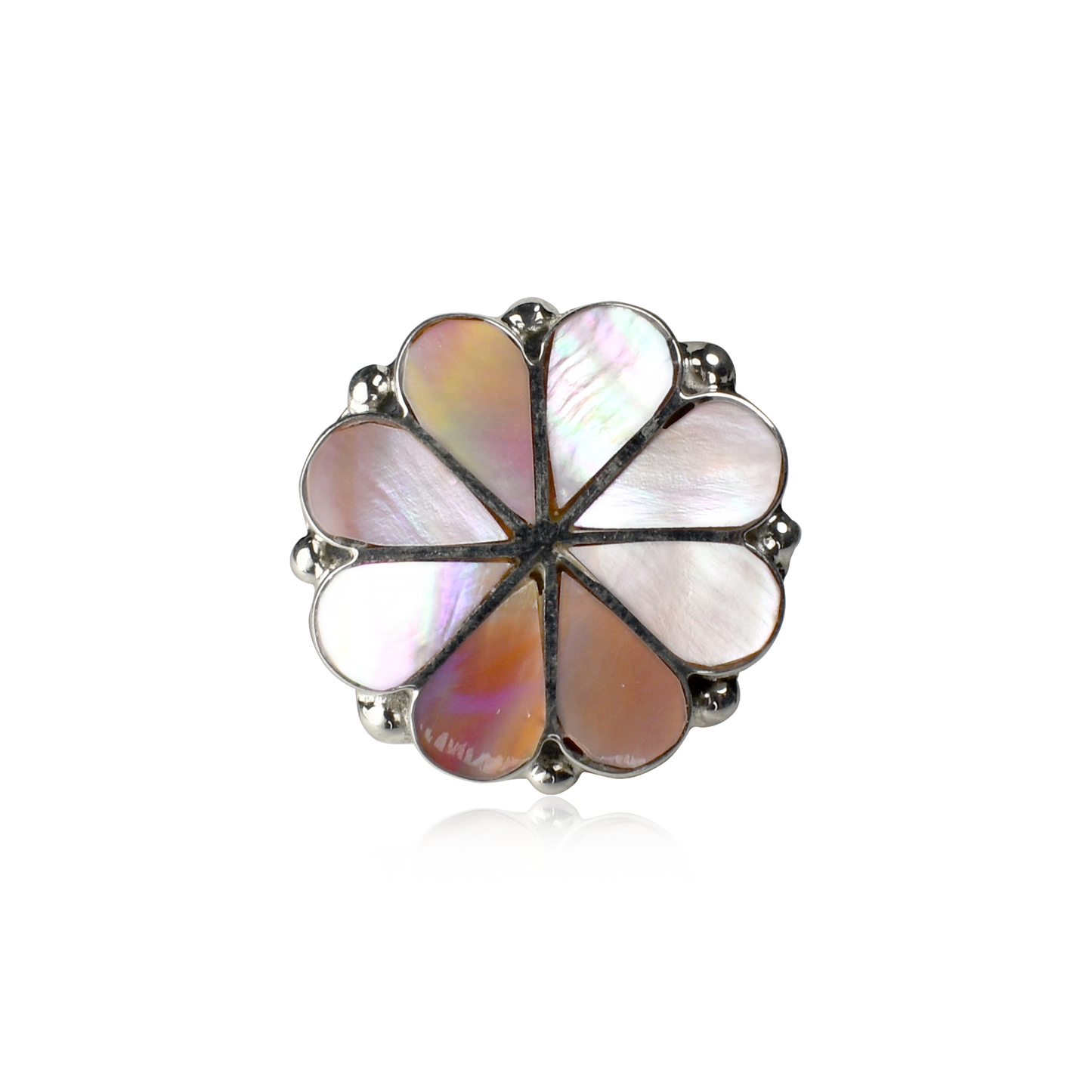 Pink Mussel Flower Inlay Ring