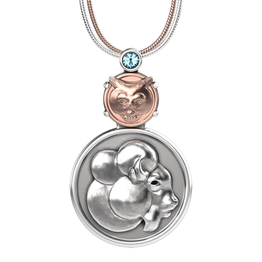 Thunder En'Lightning Necklace - Sterling Silver and Rose Gold with Swiss Blue Topaz
