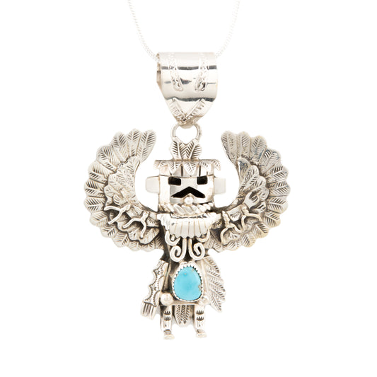 Eagle Dancer Necklace with Sleeping Beauty Turquoise Inlay by Alonzo Mariano