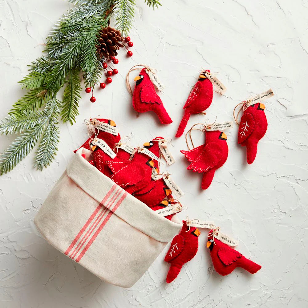 Felted Wool Cardinal Ornaments