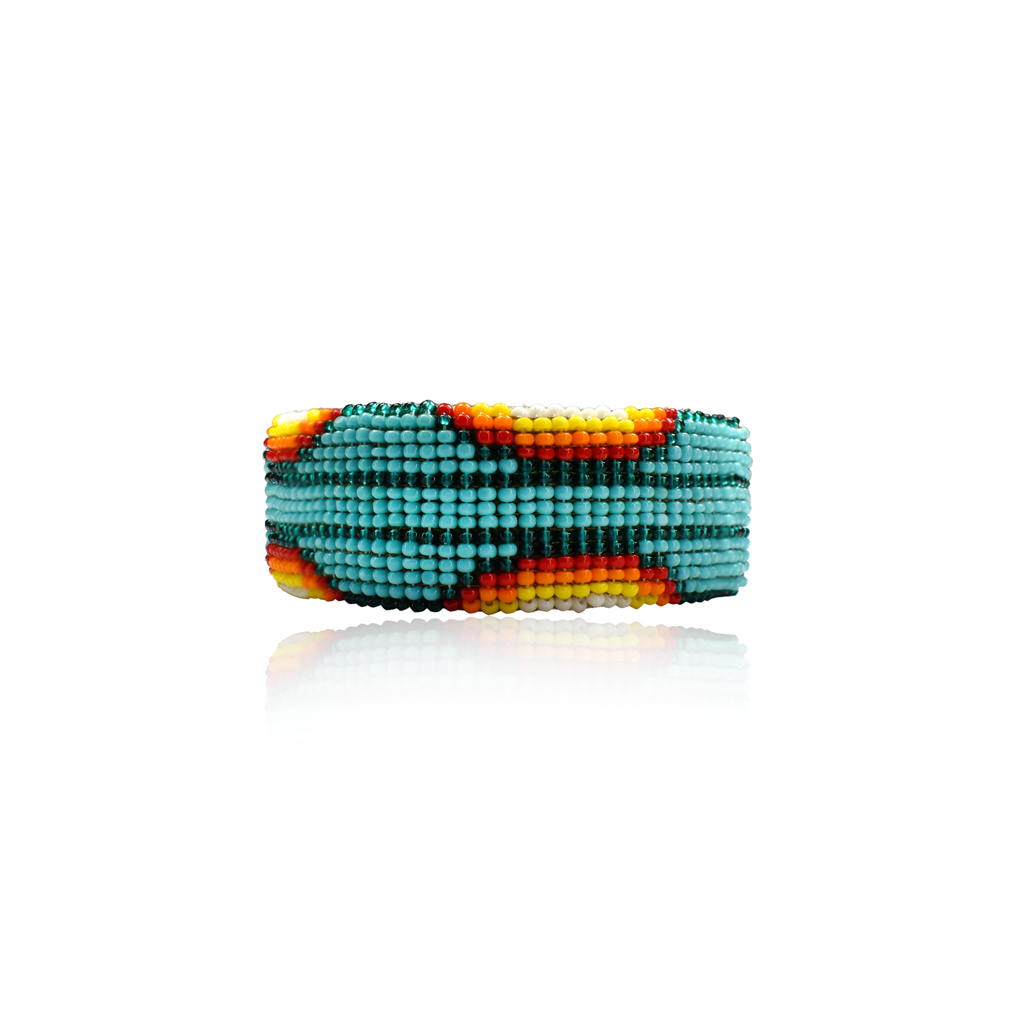 Multicolor Hand-Beaded Buckskin Bracelet by Yonavea Hawkins