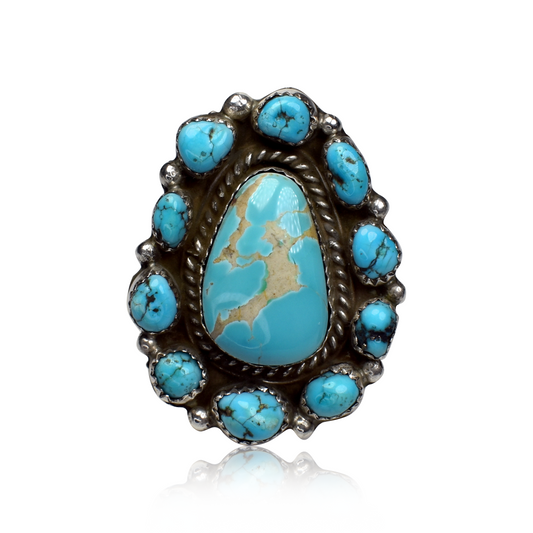 Persian Turquoise Cluster Cocktail Ring by Falencia Yazzie