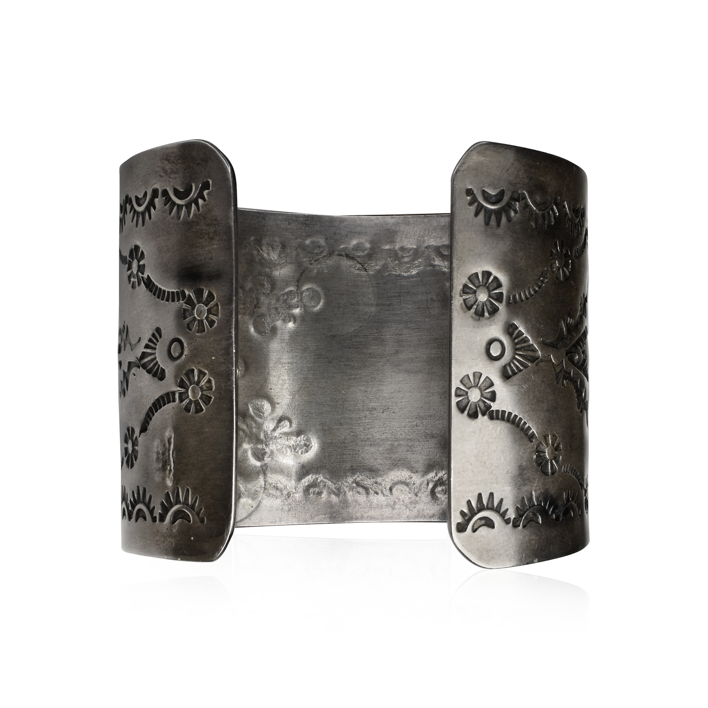 Hand-Stamped Mexican Silver Cuff with Concho by Rocki Gorman
