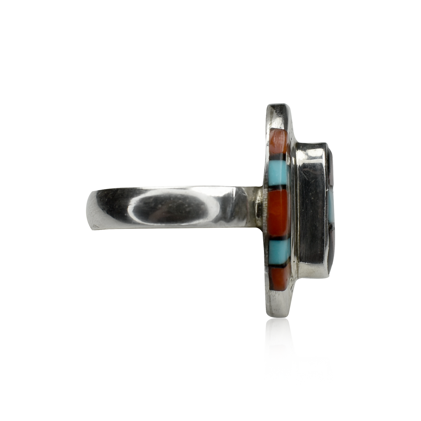 Coral & Turquoise Inlay Oval Ring