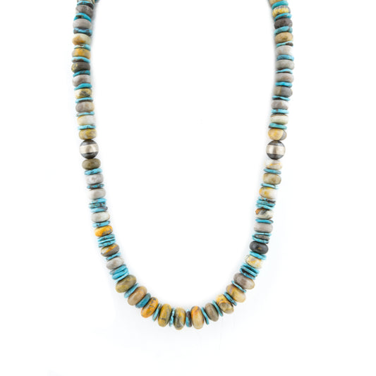 Multi Stone Stacked Rondelle Necklace by Betty Begay