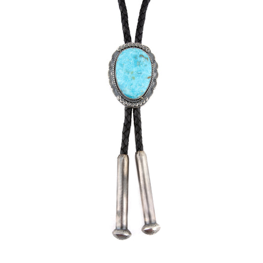Single Stone White Water Turquoise Bolo by Gilbert Platero