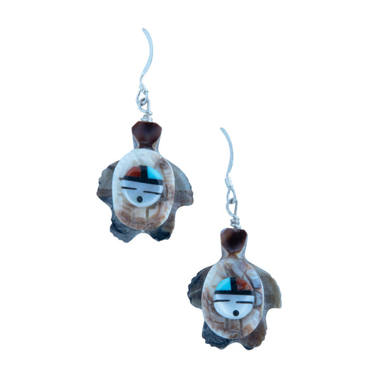 Picasso Marble and Turtle Shell Sunface Earrings by Darrin Boone