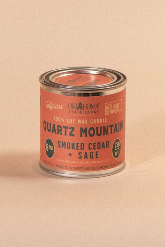 Oklahoma State Parks Collection: Quartz Mountain - Smoked Cedar + Sage Soy Wax Candle - 8 oz.