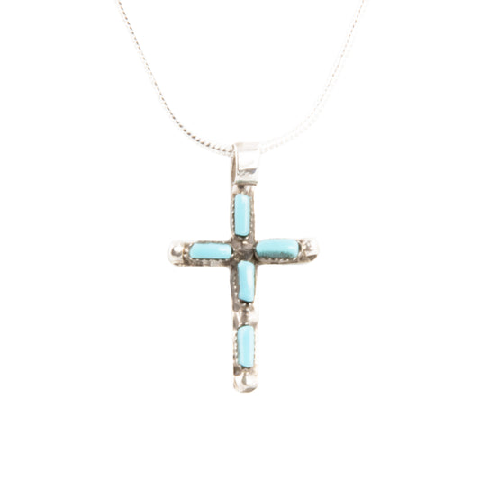 Latin Style Cross Necklace with Sleeping Beauty Turquoise by Laura Paylusi