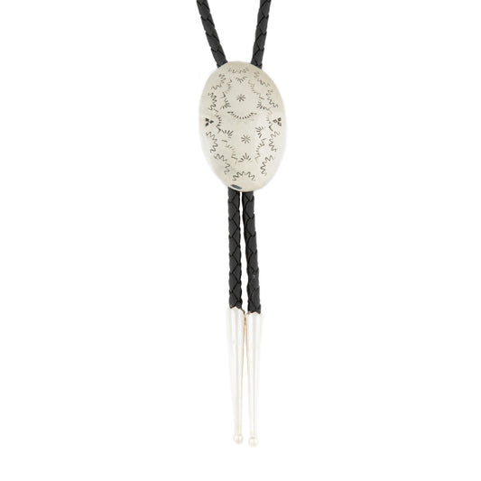 Navajo Hand Etched and Stamped Silver Bolo