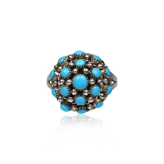 Zuni 15 Stone Sleeping Beauty Turquoise Cluster Ring
