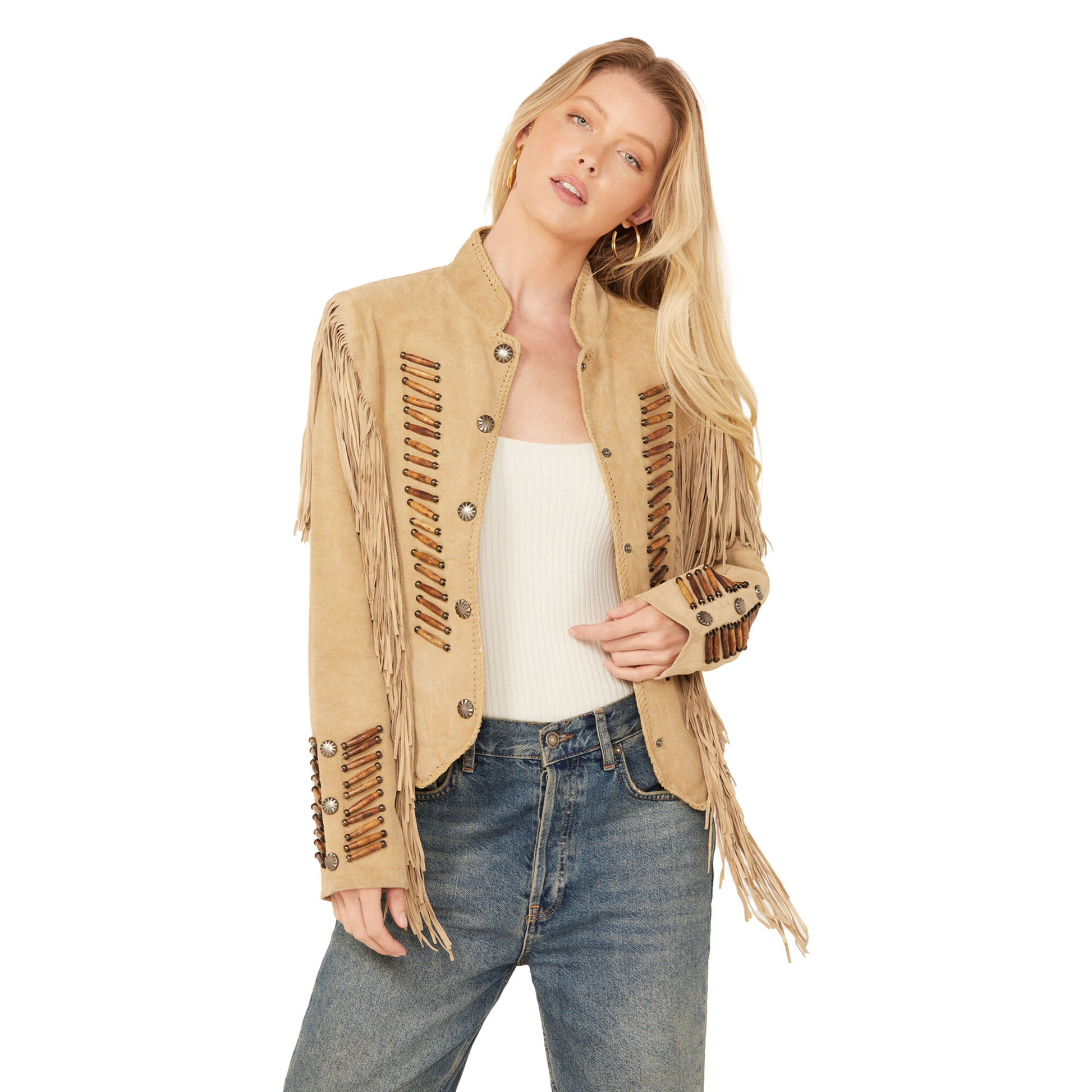 Cripple creek fringed suede leather jacket sale