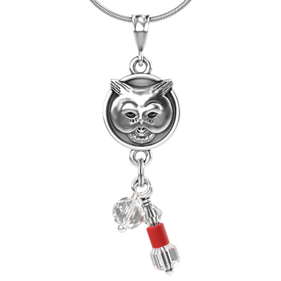 Mini Wise Guy Medallion Necklace - Sterling Silver with Red Trading Beads