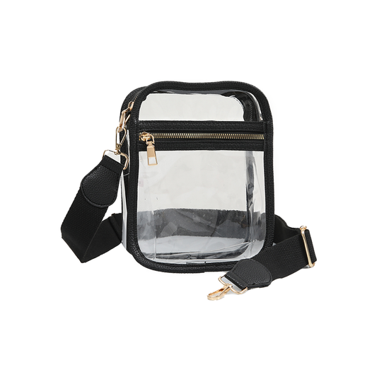 Clear Square Crossbody Stadium Bag - Black