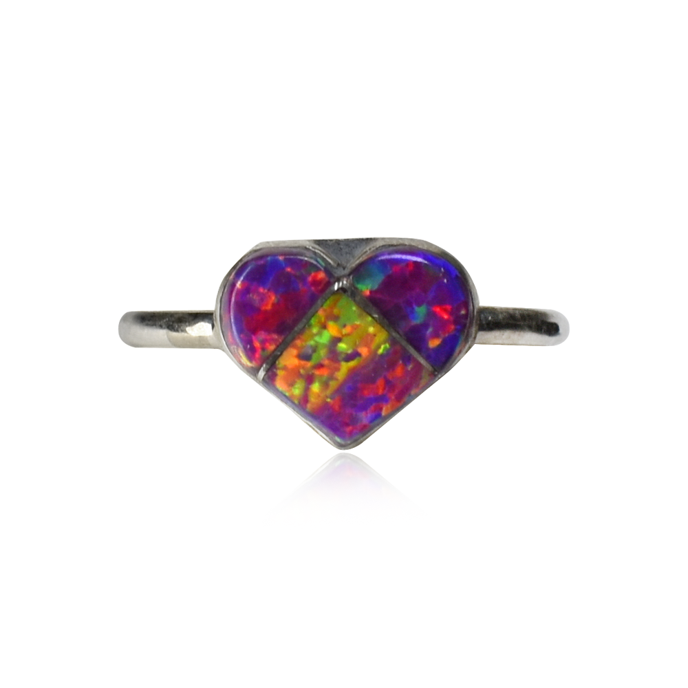 Sparkling Purple Opal Heart Ring