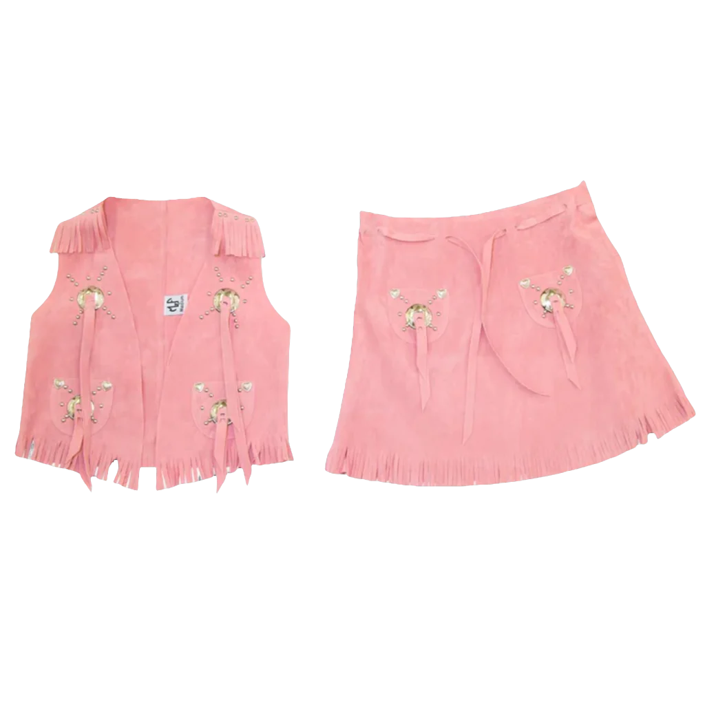 Pink Faux Suede Vest & Skirt