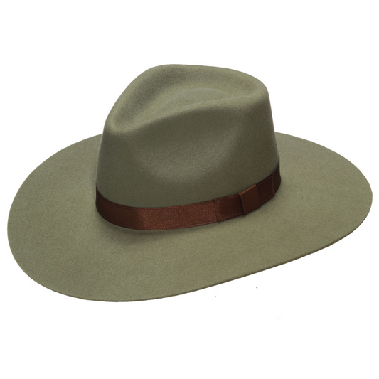 Women's Pinch Front Western Felt Hat - Olive