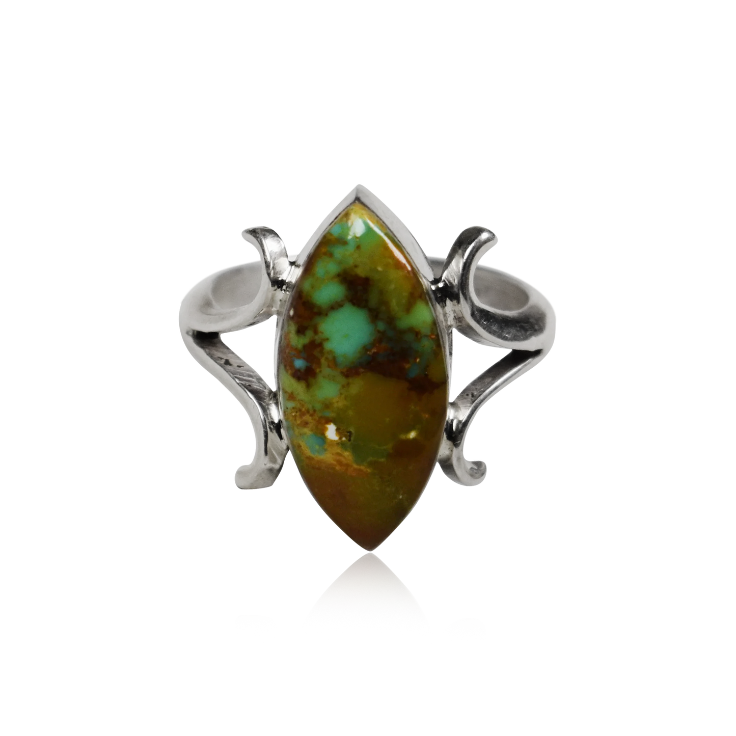 Bisbee Turquoise Marquis Ring with Flourished Prongs