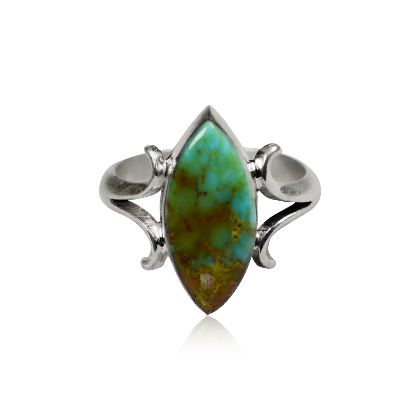 Bisbee Turquoise Marquis Ring with Flourished Prongs