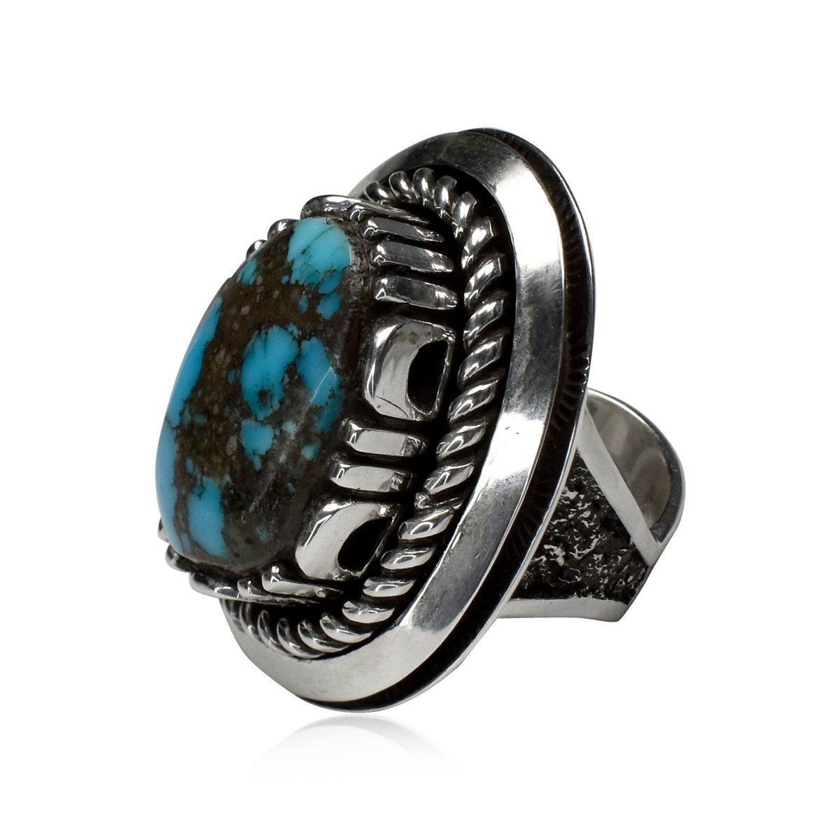 Bisbee Turquoise Stack Mount Ring by Toney Mitchell