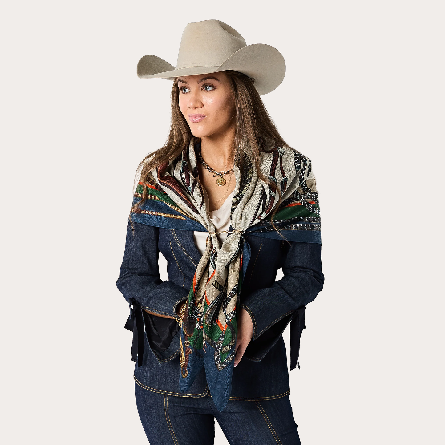 Fringe Blue Label "Bridles" Silk Scarf