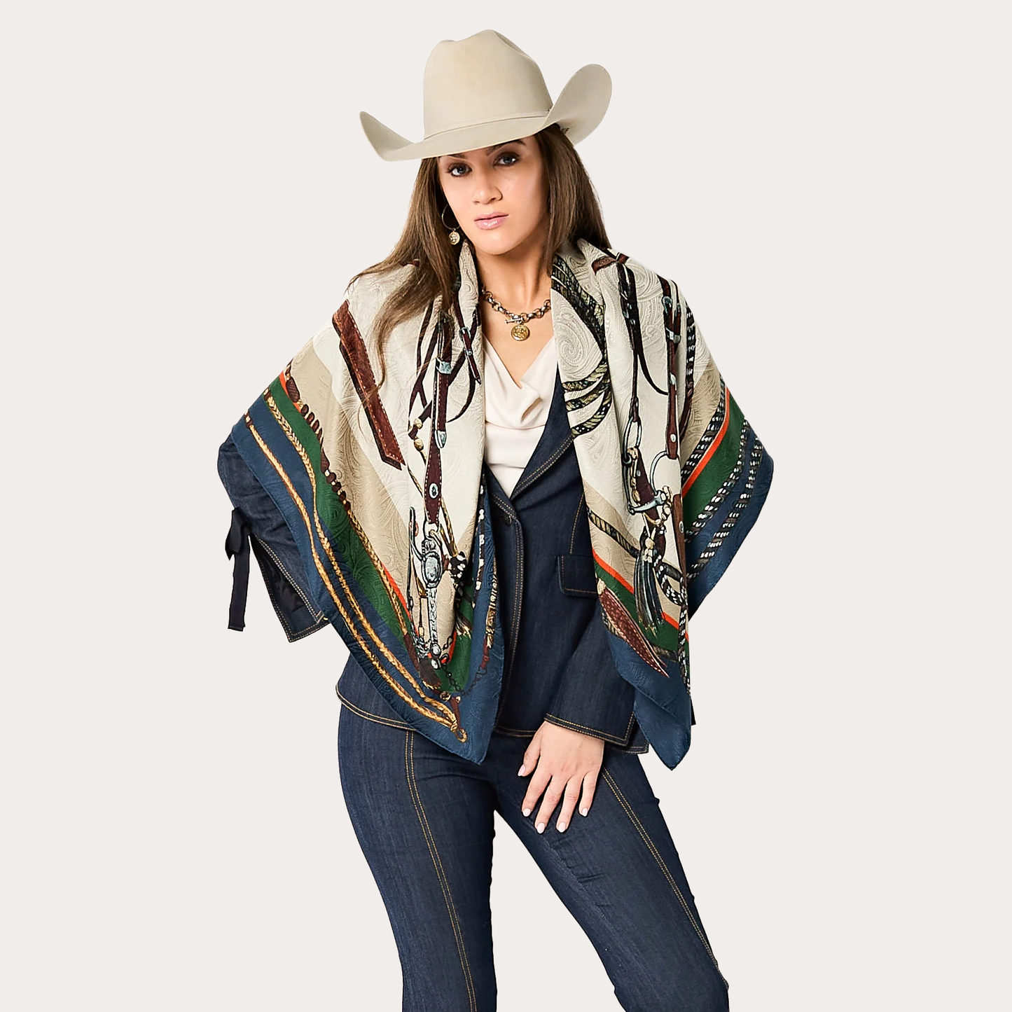 Fringe Blue Label "Bridles" Silk Scarf