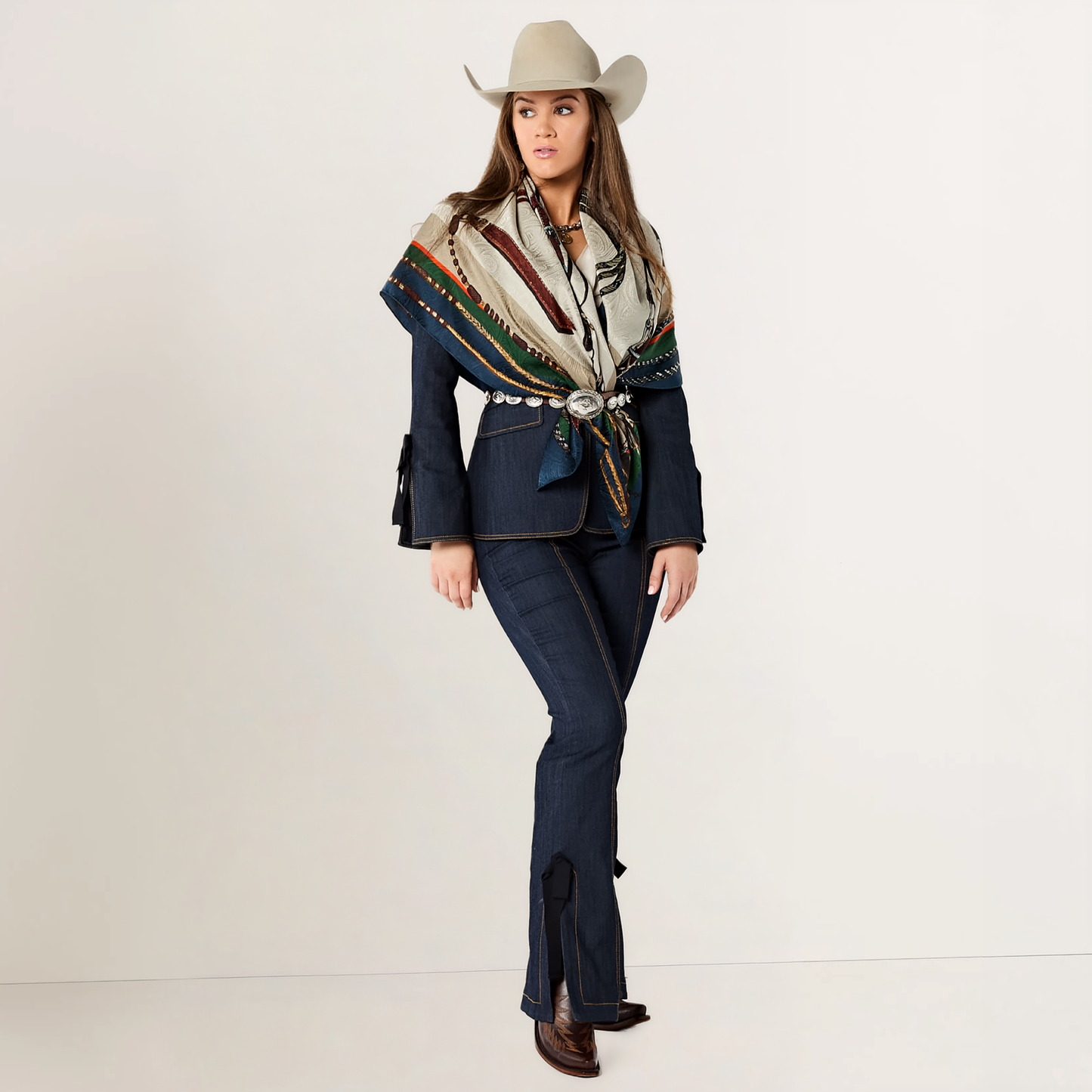 Fringe Blue Label "Bridles" Silk Scarf