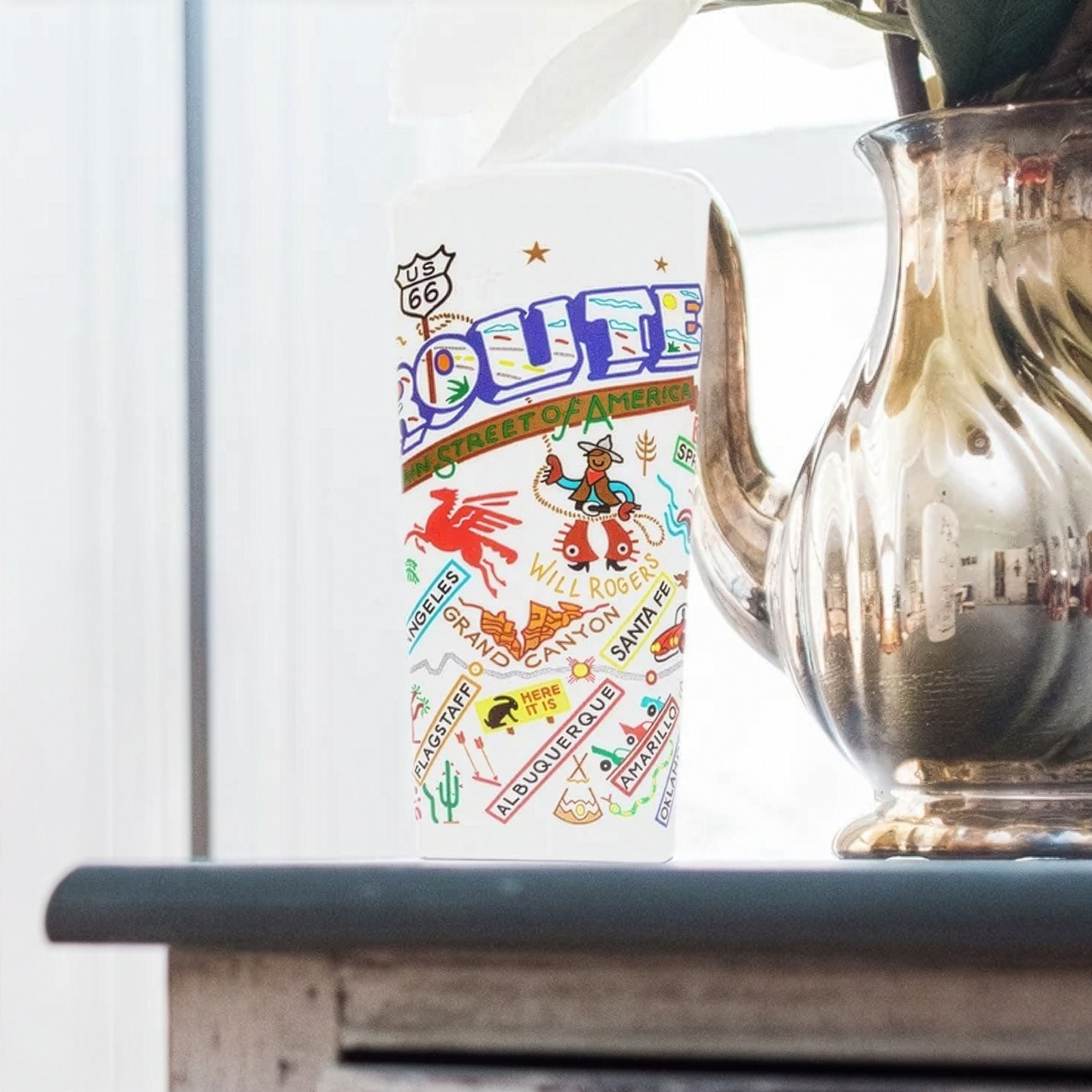 Route 66 Frosted Drinking Glass