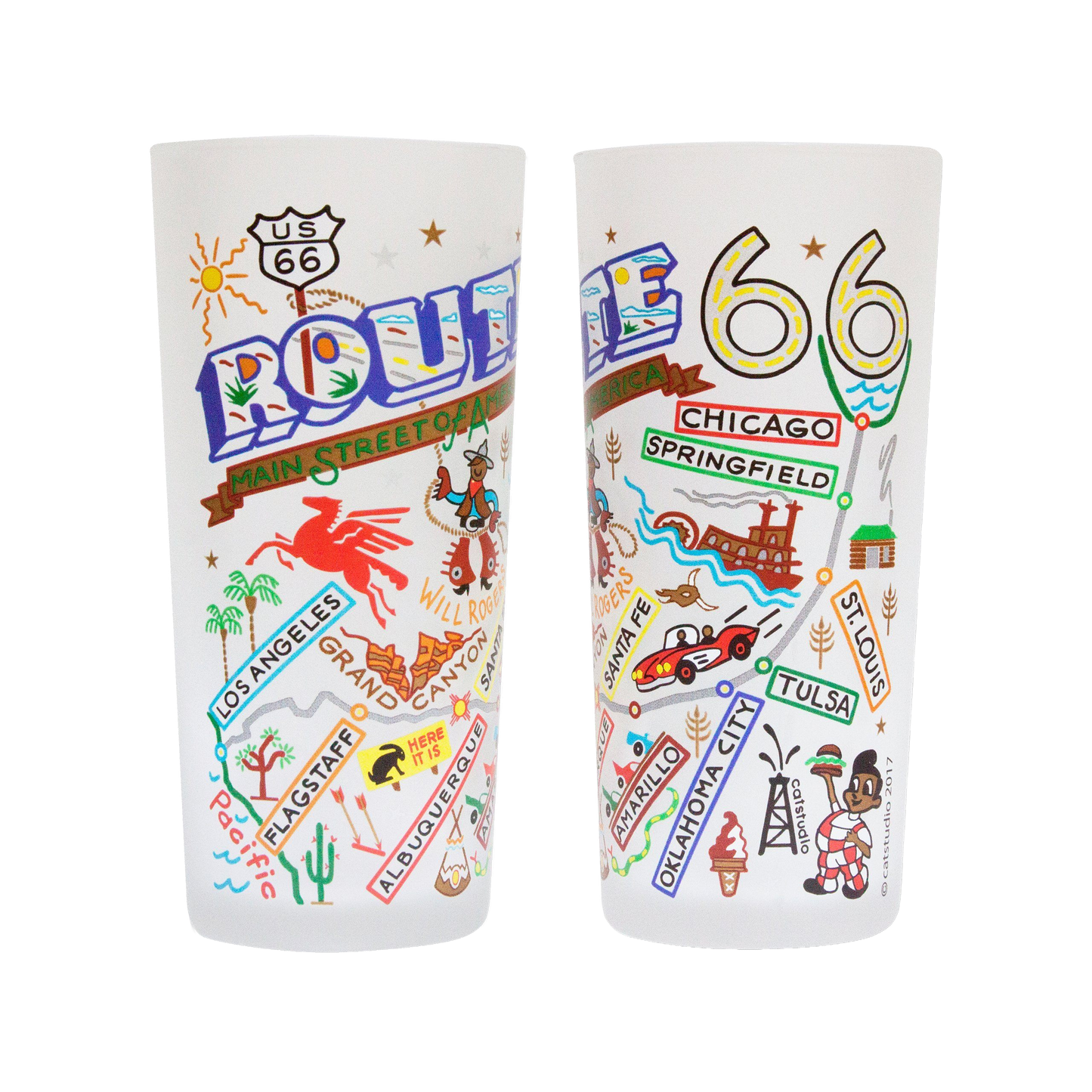Route 66 Frosted Drinking Glass