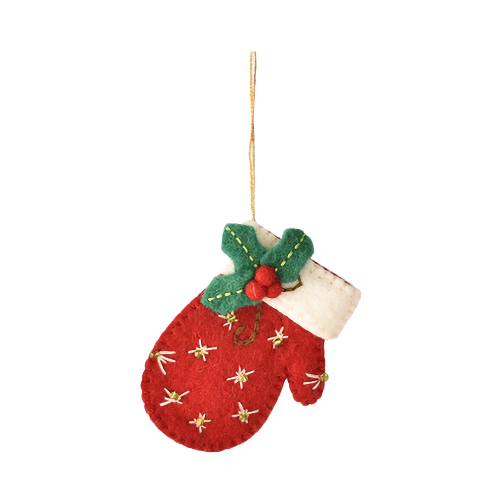 Christmas Icons Embroidered Felted Wool Ornaments