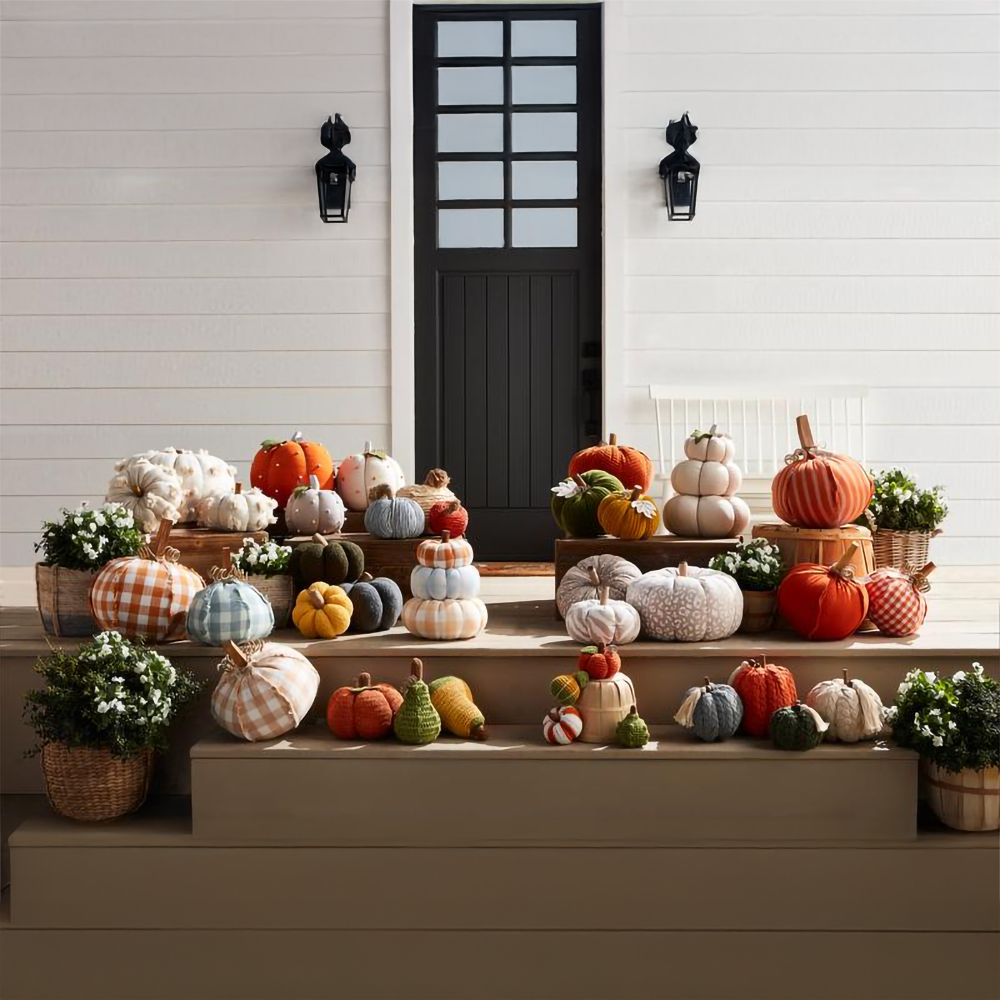 Cream Stacked Fabric Pumpkin