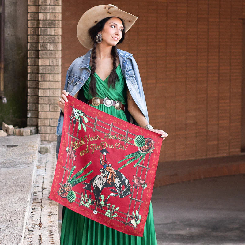 Fringe "Stick Your Neck Out and Tie One On" by Ron Bonge Silk Wild Rag