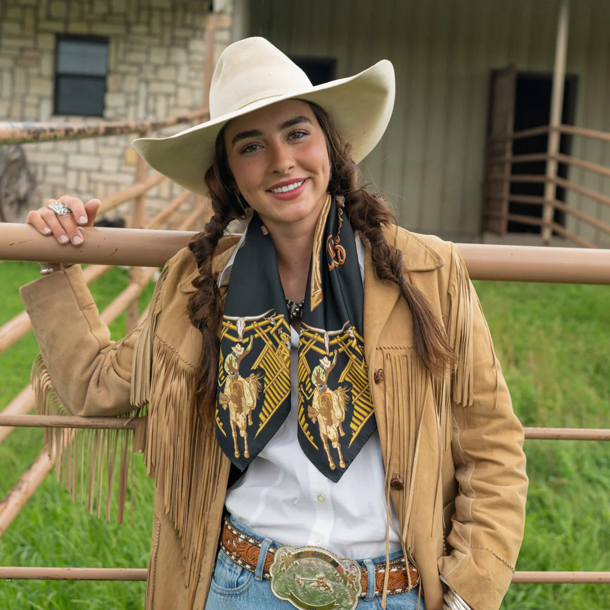Fringe "Back When They Bucked" by David Bond Silk Wild Rag