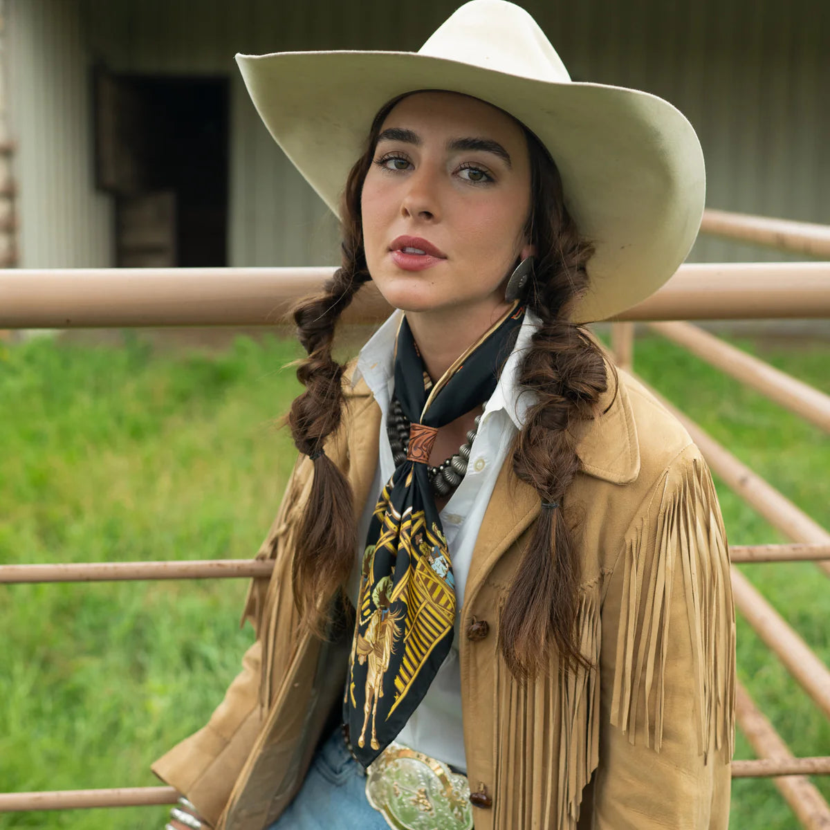 Fringe "Back When They Bucked" by David Bond Silk Wild Rag