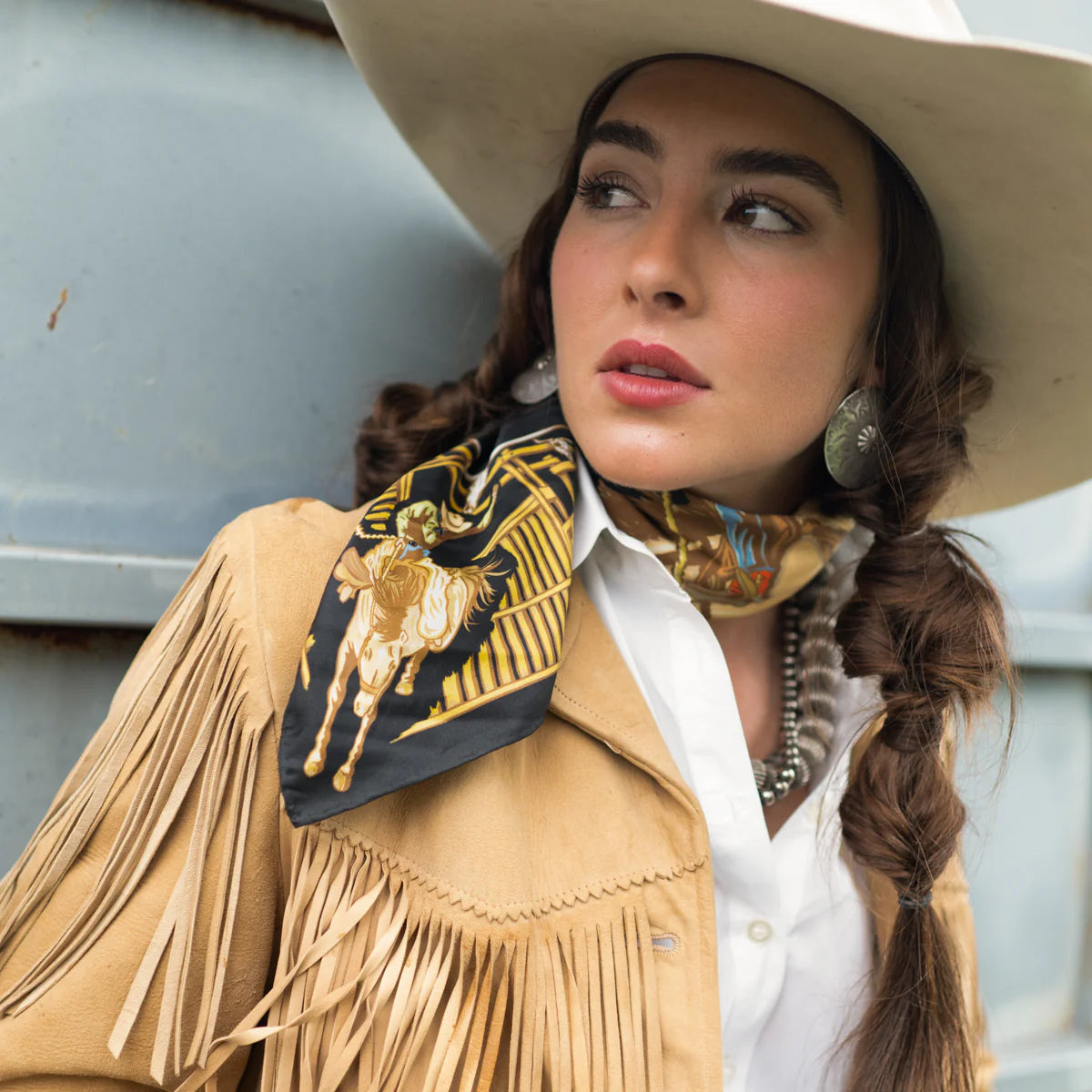 Fringe "Back When They Bucked" by David Bond Silk Wild Rag