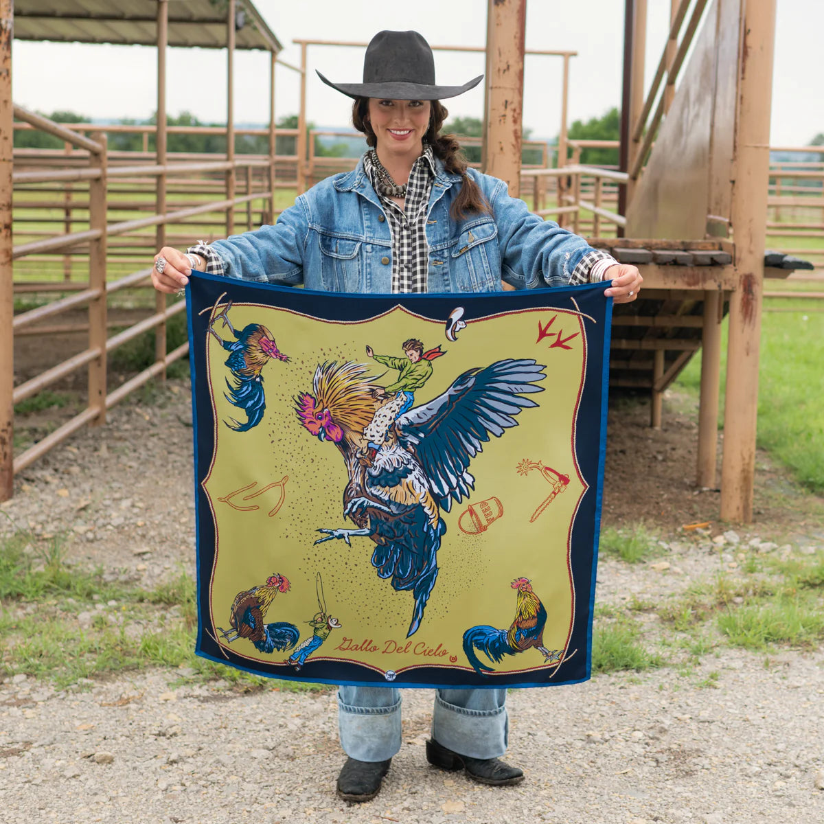 Fringe "Gallo Del Ciello" by David Bond Silk Wild Rag