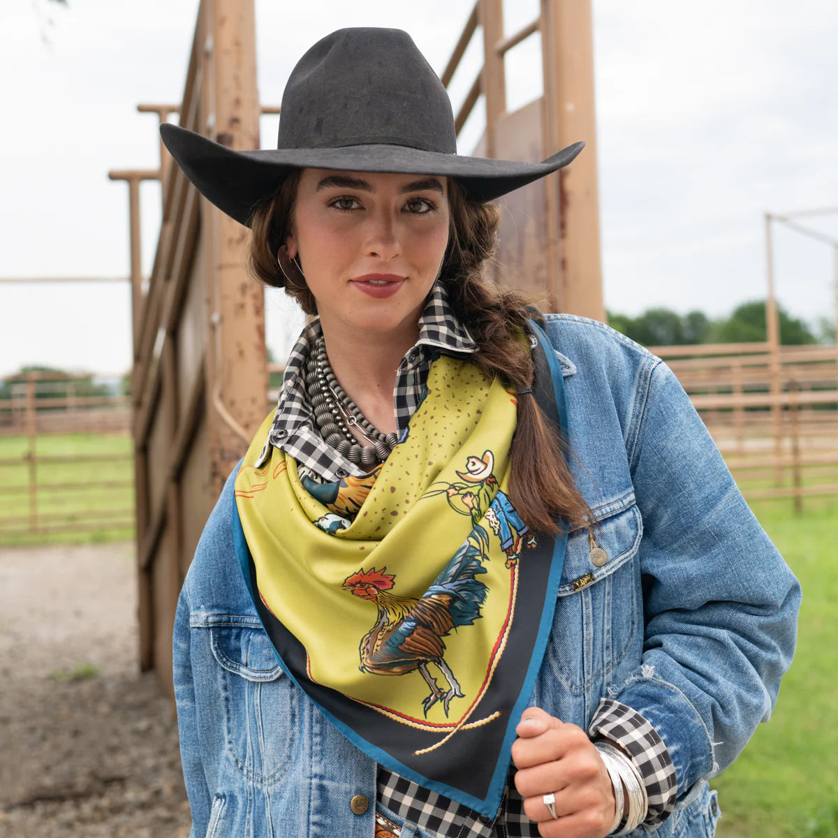 Fringe "Gallo Del Ciello" by David Bond Silk Wild Rag