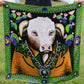 Fringe "Bull in Bloom" by Elizabeth Dryden Silk Wild Rag