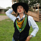 Fringe "Bull in Bloom" by Elizabeth Dryden Silk Wild Rag